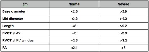 normal Lv dimensions